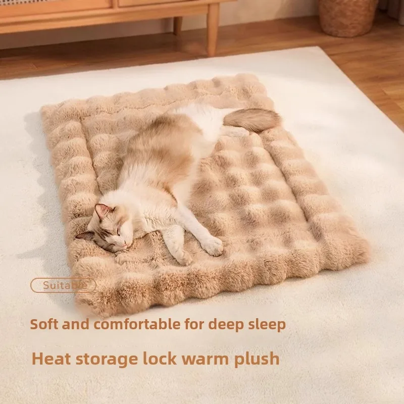 

Cat Mat Bed Plush Pet Couch Sleep Pad Winter Beds Pet Cat Floor Pad Soft Sleep Pad for Dog Kitten Soft Sleeping Dog Travel Mat