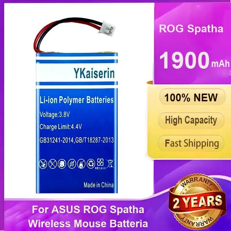 

Удлиненная производительность, износостойкая батарея для беспроводной мыши емкостью 1900 мАч для беспроводной мыши Asus Rog Spatha Batteria