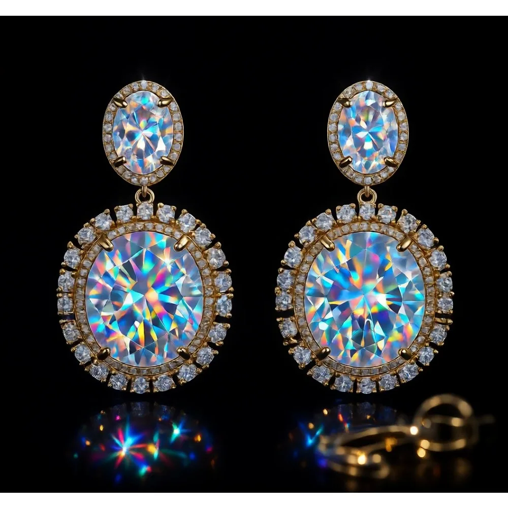 

Элегантные серьги-подвески с цветными драгоценными камнями для женщин, овальные, с кристаллами, гипоаллергенные, ювелирное украшение, подарок на свадьбу, выпускной, вечеринку