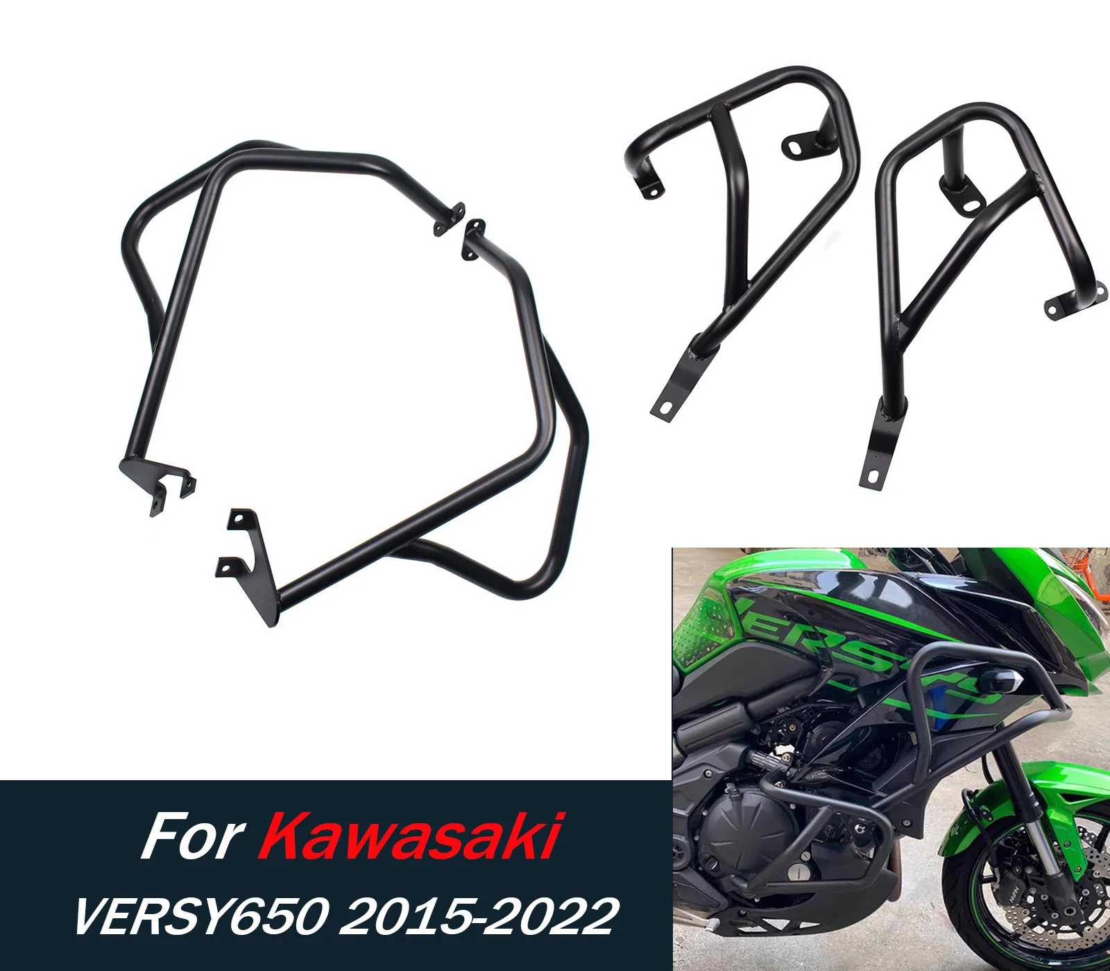 

﻿ For Kawasaki Versys650 Versys 650 2015-2022 Motorcycle Crash Bar Frame Engine Protection Guard Bumper Protector Accessories