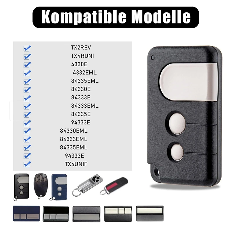 Pembuka Remote Control pintu garasi, 2 buah untuk chamterlaine Motorlift TX4RUNI, TX2REV, 84335EML, 94333E,433.92Mhz