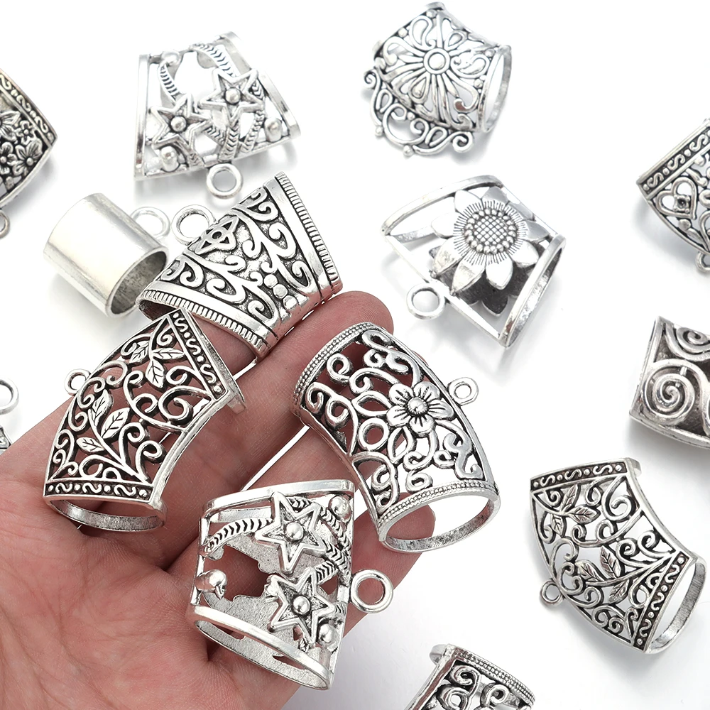 5pcs/lot Ancient Silver Hollowed Out Pendant with Holes Flower Star Pendant DIY Jewelry Pendant Necklace Accessories Wholesale
