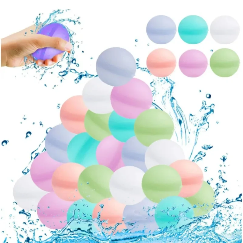 6~60PCS Reusable Water Balloons Refillable Water Balloon Quick Fill Self Sealing Water Bomb Splash Balls for Kids Swimming Pool