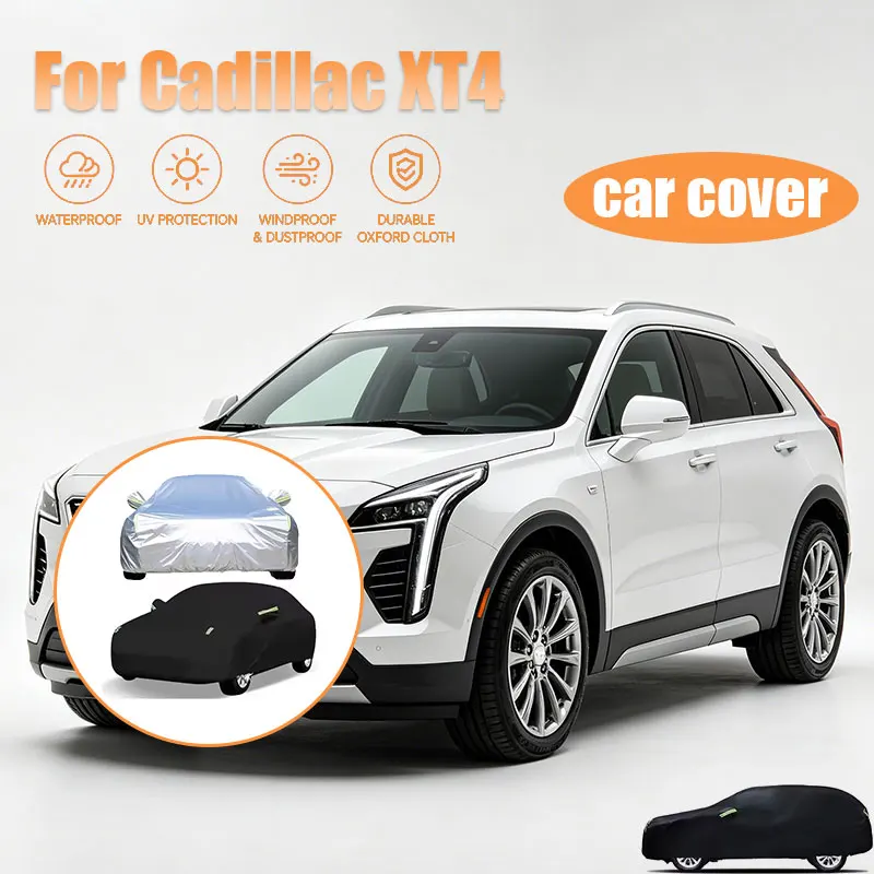 For Cadillac XT4 Full Car Cover Reflective Strips Waterproof Snowproof Dustproof UV Protection Outdoor Auto Accessory
