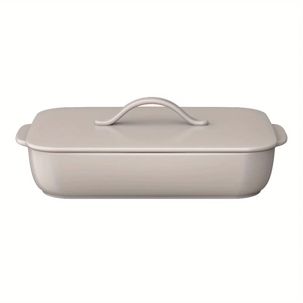 

Porcini Taupe 9x13 дюймов Керамическая пекарь с крышкой - безопасная прямоугольная кастрюля для духовки для выпечки, запекания и сервировки