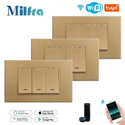 Tuya Smart Wifi Switch Gold Intelligent Wall Button Light Switches AC100-240V Support Voice Control by Alexa Home Assistant