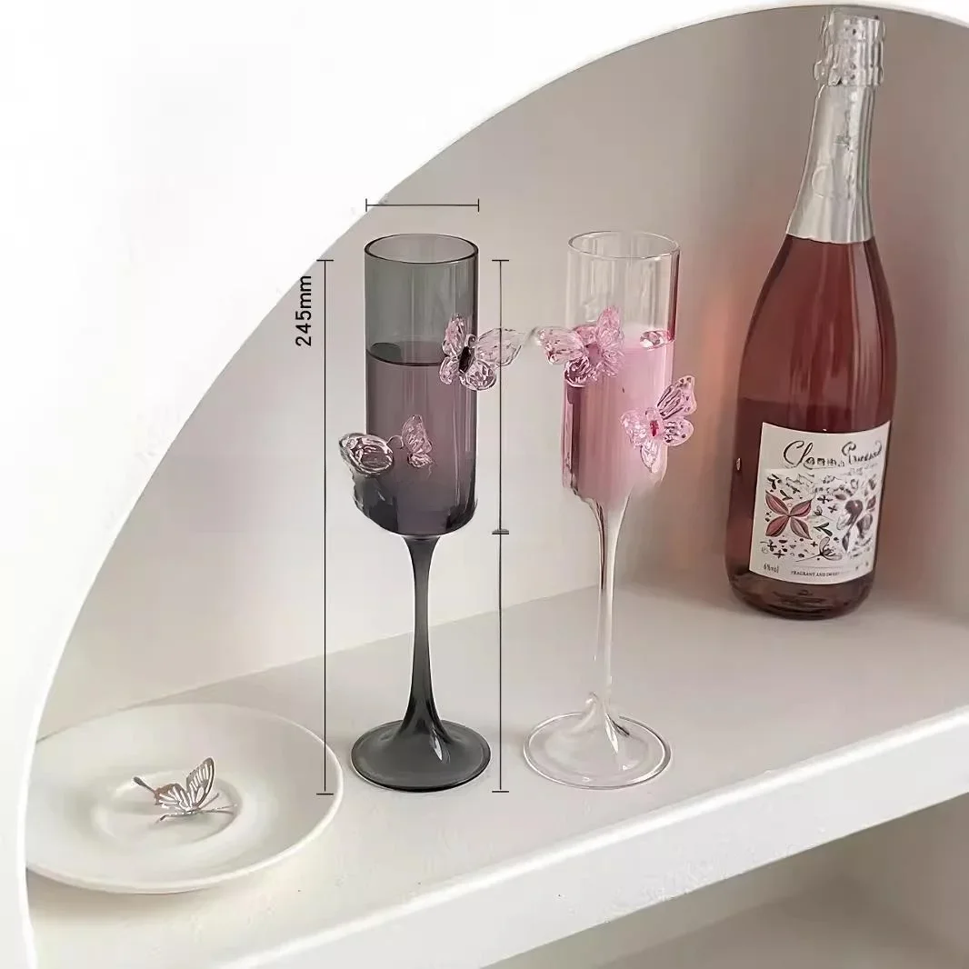 Original  High Foot HD High Style 4 Cups Ins  Shape Wine Glasses Champagne Cup High Borosilicate Glass Material