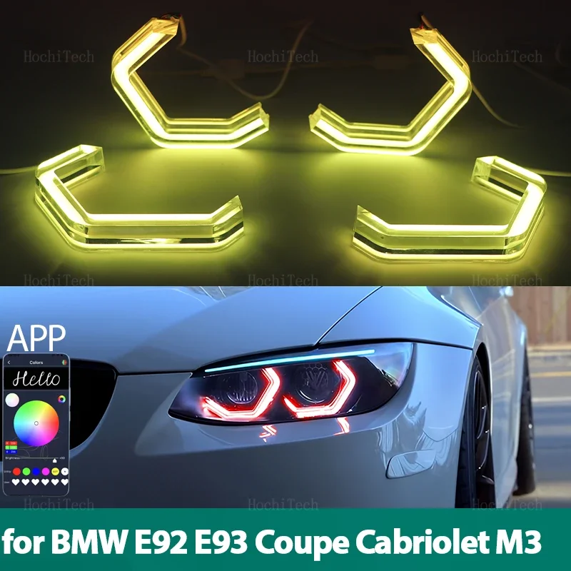 

RGB colorful Angel Eyes Rings Led M4 style APP control Car Headlight DRL for BMW E92 E93 Coupe convertible Cabrio M3 2006-2013