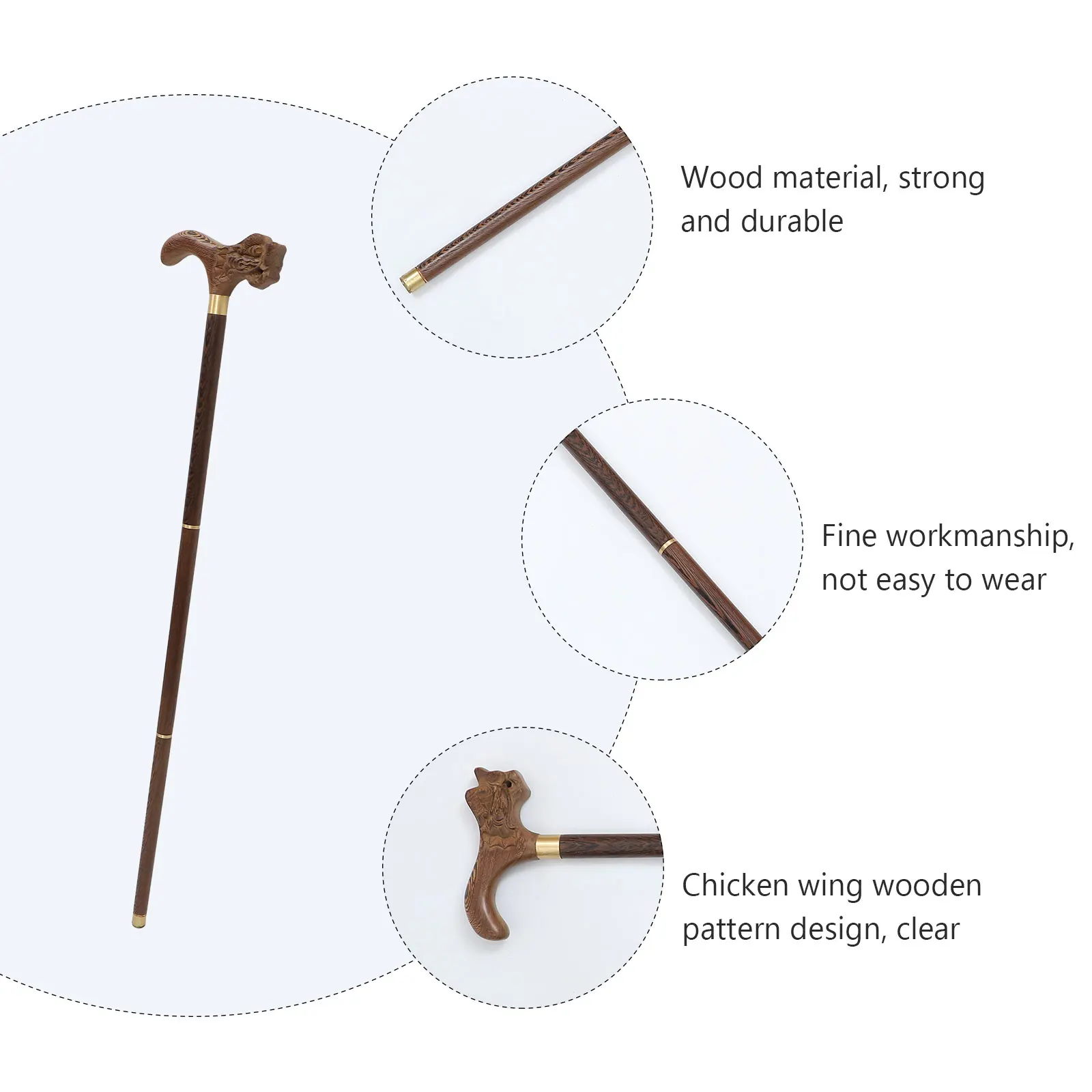 

Деревянная костыль с куриным крылом, съемная трость для пожилых людей, портативная трость для путешествий на открытом воздухе, долговечная, прочная, практичная, для здоровья