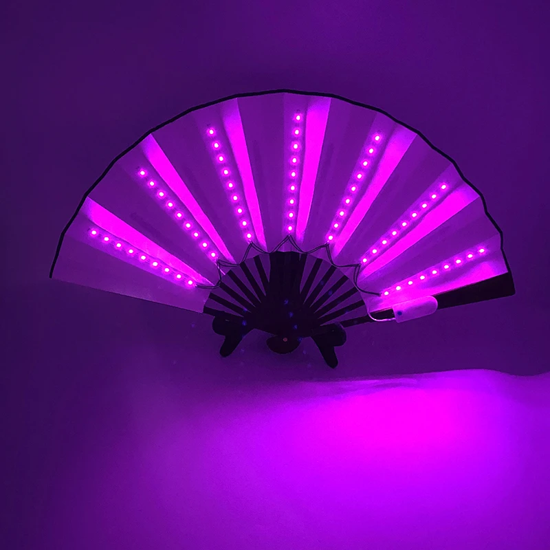 Performance Costume accessori puntelli 13 pollici 6V quattro funzioni LED Fan lampeggiante NeonMusic Dancing Fan Lighting Up Night Club