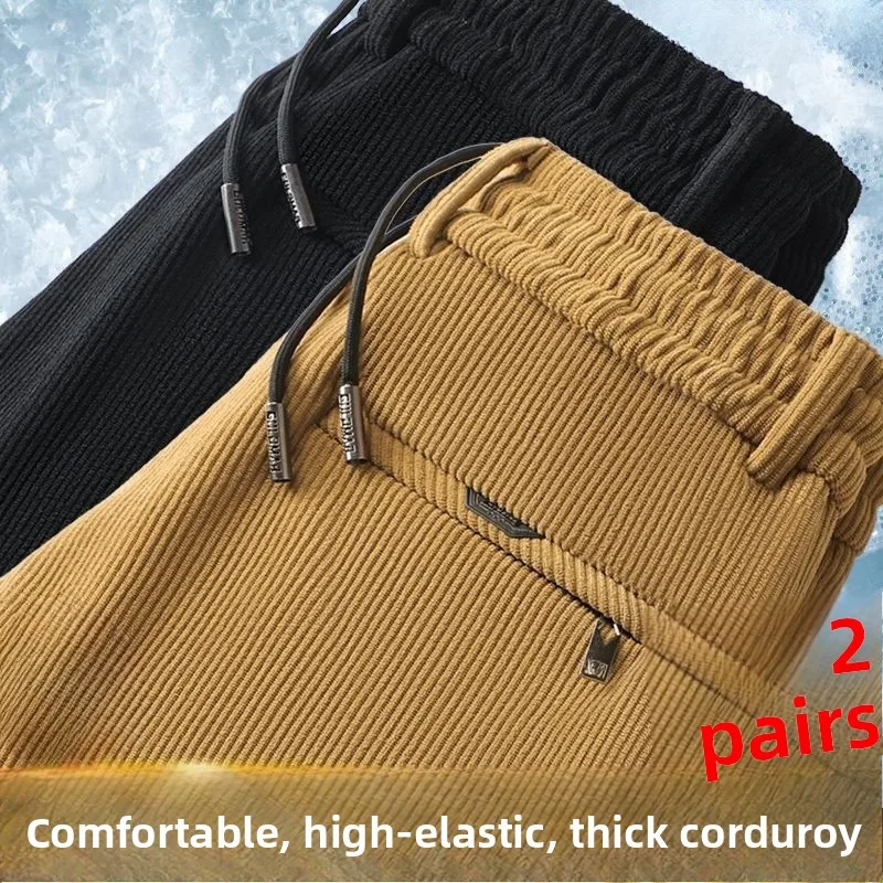 

Men's Corduroy Sports Pants Fce Lined Loose Fit Autumn Winter Faionable Versatile Warmth Enhancing Straight Leg Casual T...