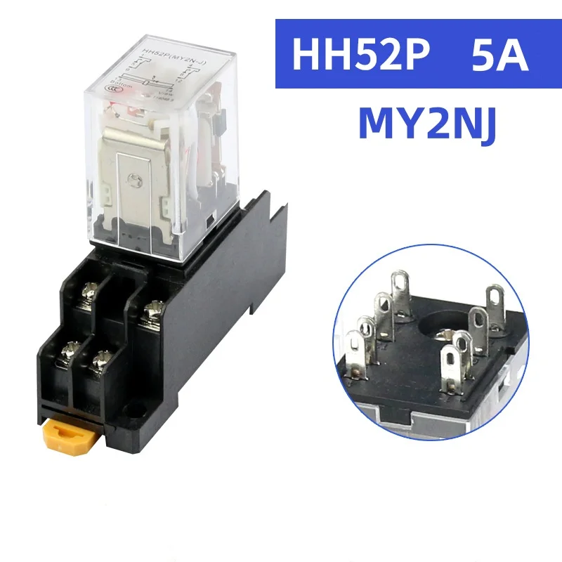 5pcs MY2P HH52P MY2NJ 12V 24V DC / 110V 220V AC coil general purpose DPDT micro mini relay with socket base