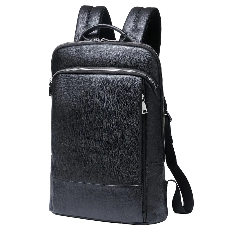 Genuine Leather Backpack Men 100% Natural cowhide Business Travel Bag Slim Laptop USB Charging Anti-Theft Backpack School