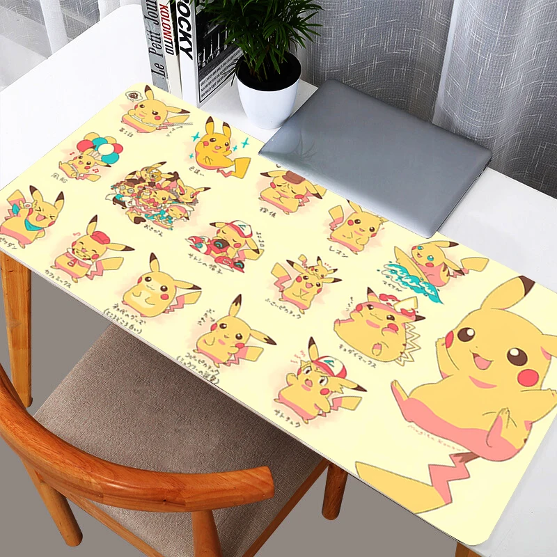 Tapis de souris Pokemon Pikachu, grand tapis de souris pour ordinateur de bureau, accessoires de jeu Kawaii, tapis de bureau pour clavier, tapis de table
