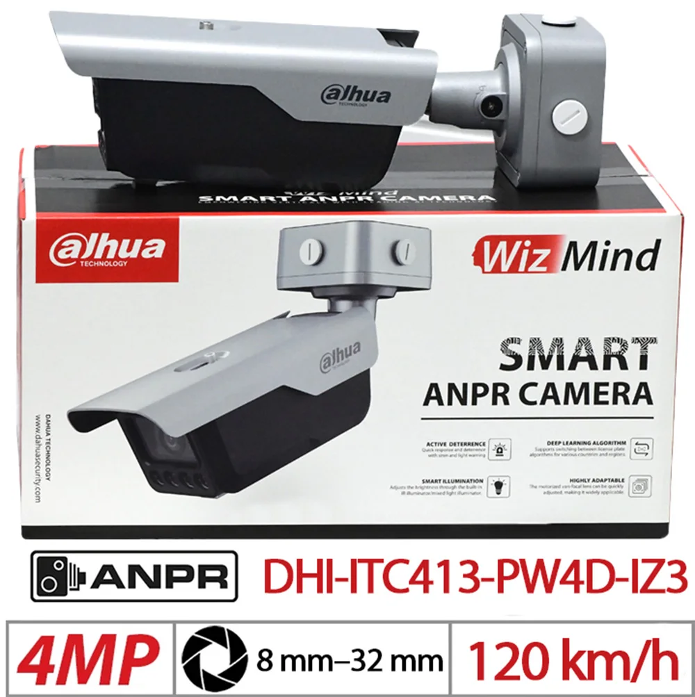 

Dahua 4MP ANPR LPR Bullet Outdoor Security Camera License Plate Recognition Parking Access Control Warning Light 2 Way Talk