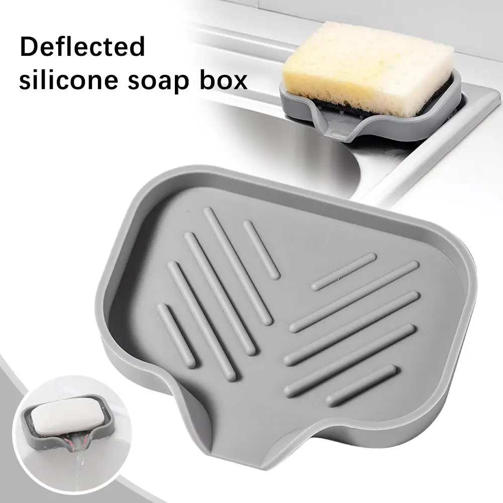 Self Draining Soap Holder Silicone Soap Dish Soap Saver for Shower Bathroom Kitchen Sponges Keep Soap Bars Drying Tray X7T1