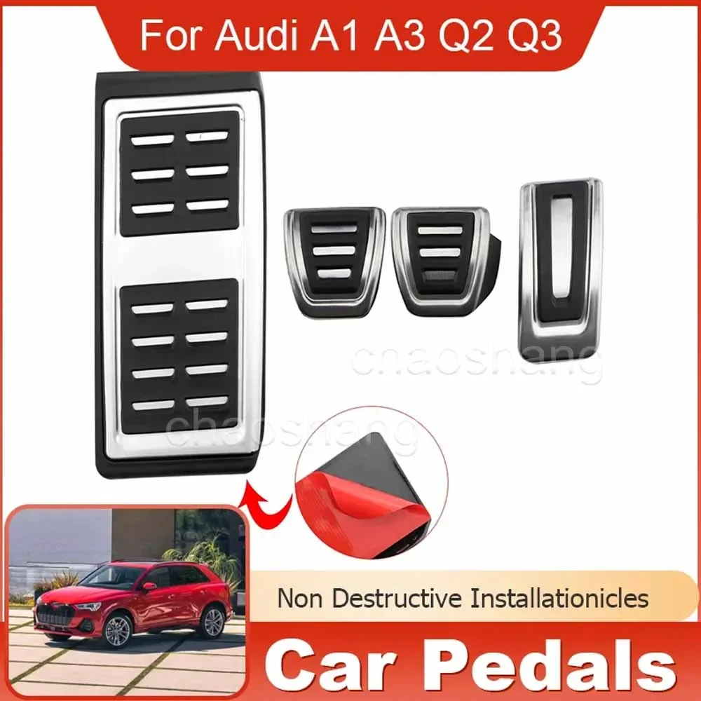 

for Audi A1 A3 Q2 Q3 2022 Sportback Stainless Steel Paste Car Pedals Accelerator Gas Brake Rest Pedal Cover Accessories AT MT