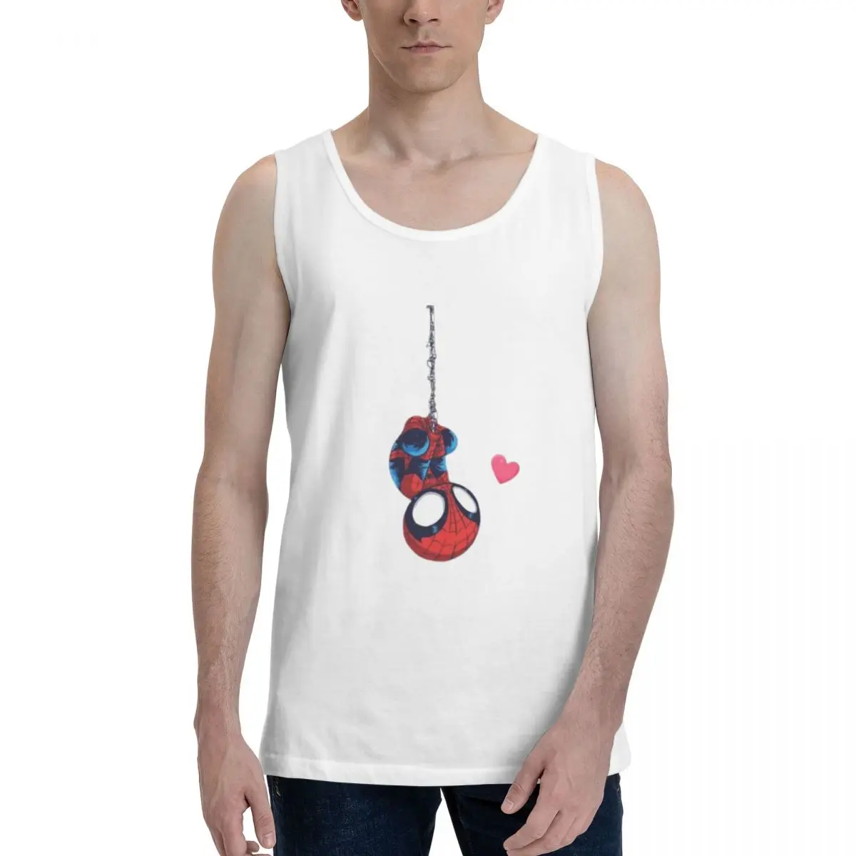 Four Seasons Men Pure Cotton Vest Marvel Spider Man Fit Sports Fitness Casual Sleeveless Top