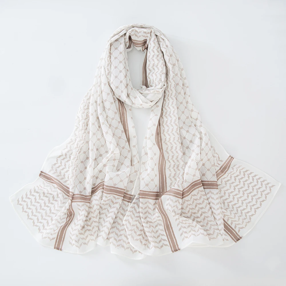 11-Farbiger Muslimischer Keffiyeh Hijab Chiffon-Druck Schal Kufiyya Saudi Mode Damen Weiche Kopfbedeckung Geometrischer Stil Arabischer Kaffiyeh Schal – Detail 7