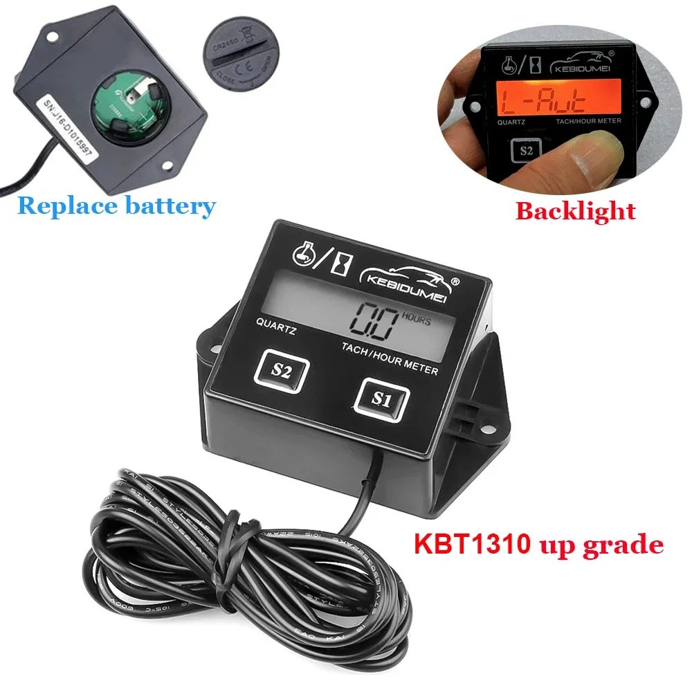 Kebidumei-tacómetro Digital para motor, medidor de horas, tacómetro, pantalla LCD de RPM para coche, motocicleta, motor de carrera, barco, ATV, moto