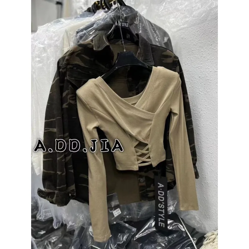 

Hollow T-shirt for Women Korean Version 2025 Autumn Hot Girl Style Short Versatile Personality Top