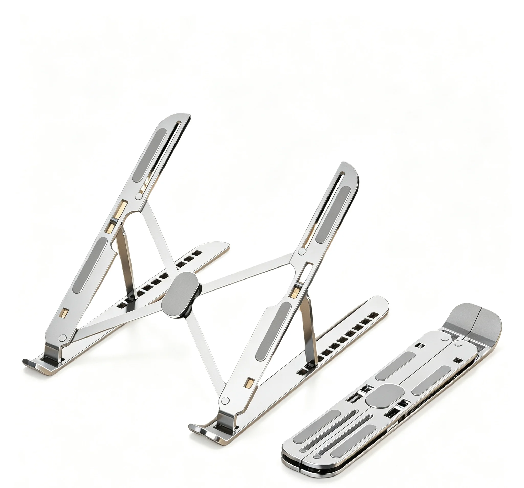 Aluminum Laptop Stand, 10-Level Adjustable Notebook Riser, Foldable Portable Holder with Heat Vent for MacBook