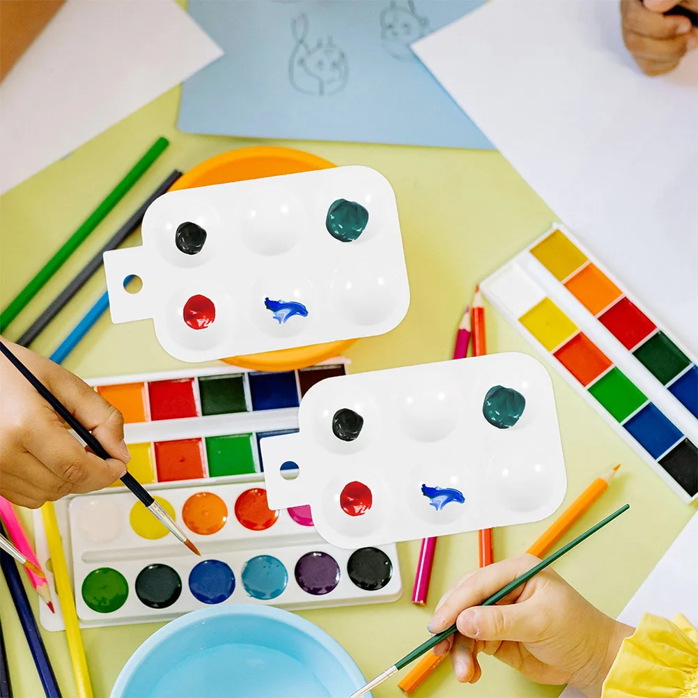10 قطع من لوحات الطلاء البلاستيكية المكونة من 6 لوحة خلط الآبار، صينية طلاء بالألوان المائية، لوازم الرسم المحمولة، المنصات البلاستيكية #2
