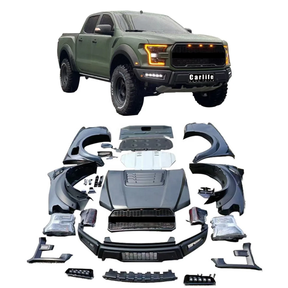 

Auto turning parts for Ford ranger T6 T7 T8 2012-2020 year upgrade 2020 F150 Raptor model cinclude bumper fender hood lamps