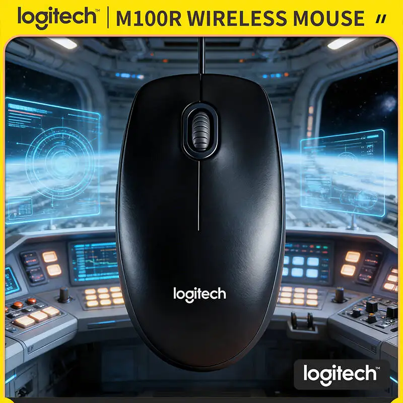 

Оригинальная проводная USB-мышь Logitech M100R с 3 кнопками, колесом прокрутки, оптическим сенсором 1000 DPI, компактным дизайном для офиса, дома и повседневного использования