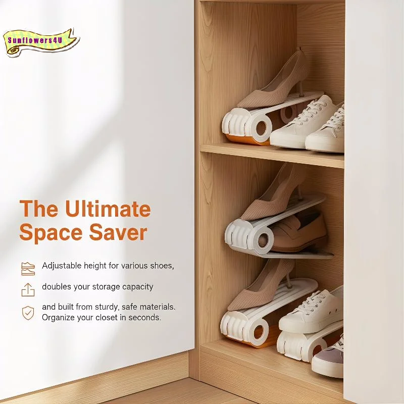 Shoes Storage Rack 3 Layers Adjustable Height Organizer for High Heels Sneakers Stackable Shelf Perfect for Closet Entryway