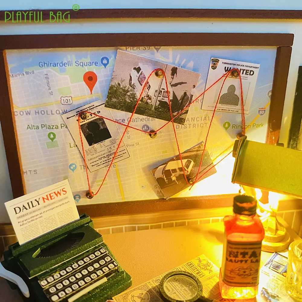 DIY Cabin Building ตุ๊กตา House Magic Detective Agency Creative Handmade Mini 3D ปริศนาไม้ของเล่นเด็กของขวัญ HG381