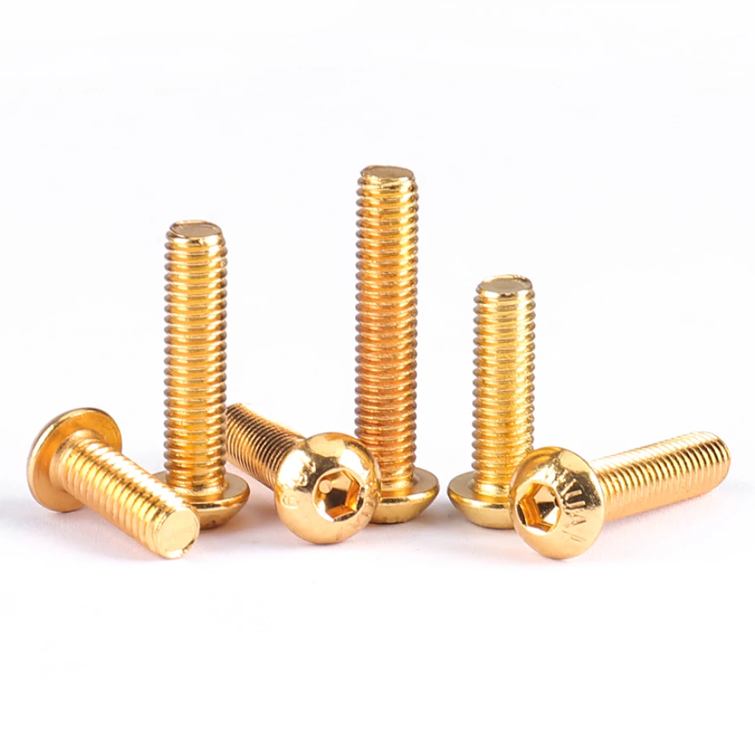10 Stück ISO7380 M2 M2,5 M3 M4 M5 Rundkopf mit Titan Goldfarbe Innensechskantschraube Titanbeschichtete Rundkopfschrauben