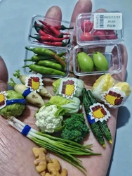 Mini Diy Clay Miniaturized Broccoli Tomato Garlic Chilli Lotus Root Bacon Vegetables Mini Food Play Blythe Doll Accessories