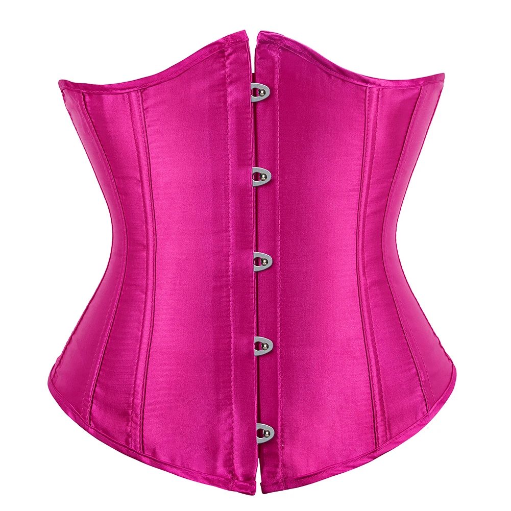 Women Gothic Sexy Satin Underbust Corset Bustier Top Waist Cincher Slimming Body Shaper Corsets Bustiers Lingerie Plus Size
