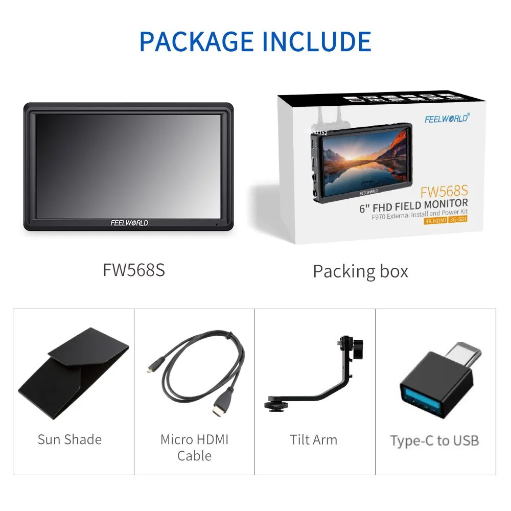 Feelworld FW568S 6 بوصة 1920X1080 IPS FHD لوحة ال سي دي على الكاميرا الميدانية رصد 3G SDI 4K HDMI المدخلات الناتج ل يوتيوب Gimbal تلاعب #2