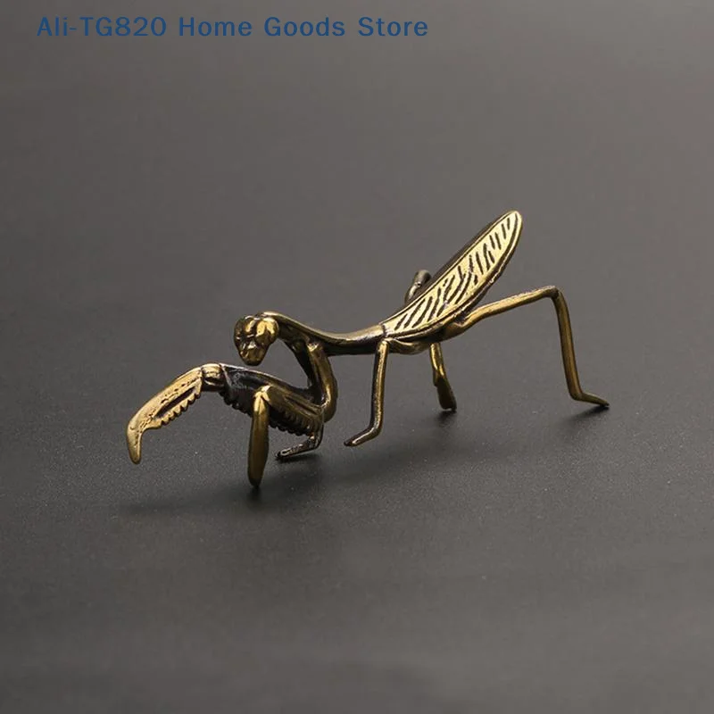 [TG820]Copper Mantis Miniature Ornament Vintage Flower Pot Decoration Decorative Craft Accessories Tea Pet Antique