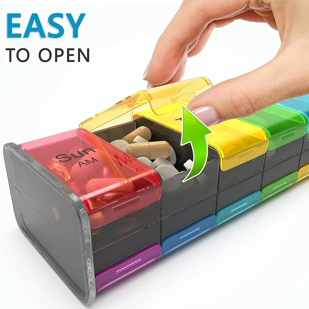 1PCS Extra Large Pill Organizer Box 7 Day - Weekly Pill Organizer with AM PM Large Compartments Big Pill Case for Supplements