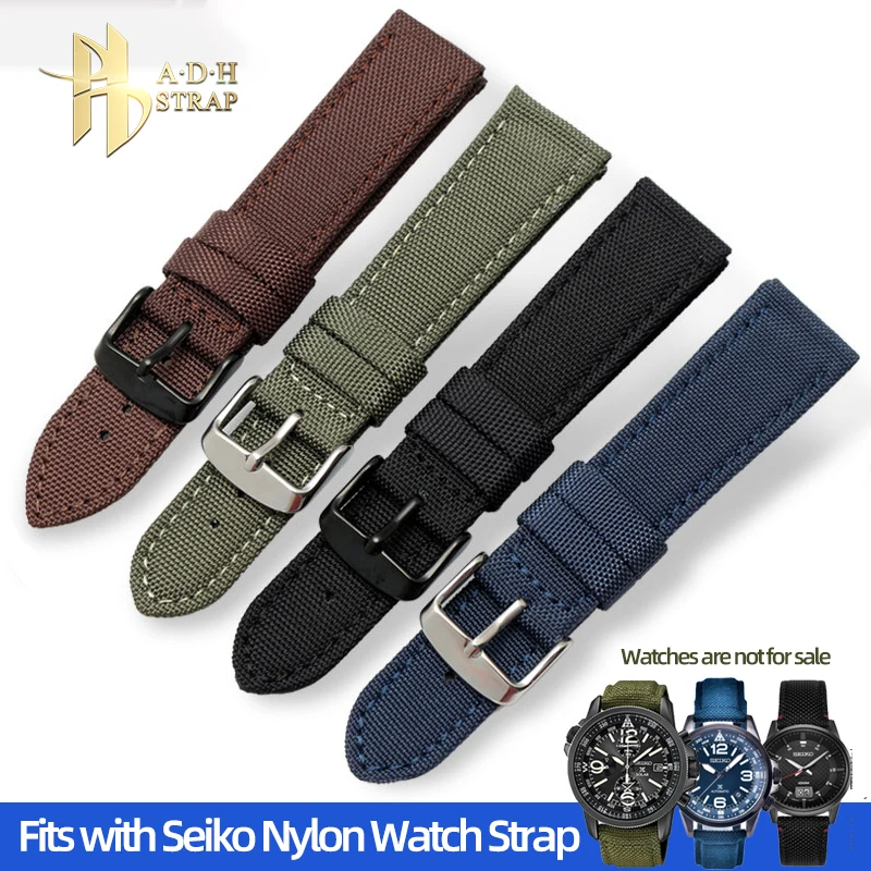 Woven Nylon Watch Band Waterproof Cowhide Bottom For Seiko SRP601J1 SRPC31/29/33J1 SSC295J1 TISSOT T125617 Watch Strap 20 22mm