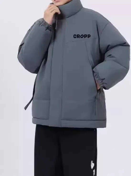 

Thickened Zippered Long Sleeve Men's Jacket Casual Loose Fit Coat Warm Stand Collar Chinese Brandless Summer Outerwear