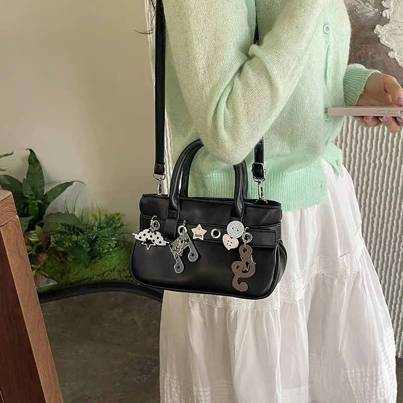 Japanese Cute Y2k Metal Ring Kawaii Note Pendant Large Capacity Storage Bag Shoulder Bags Shoulder Bag Woman Bags
