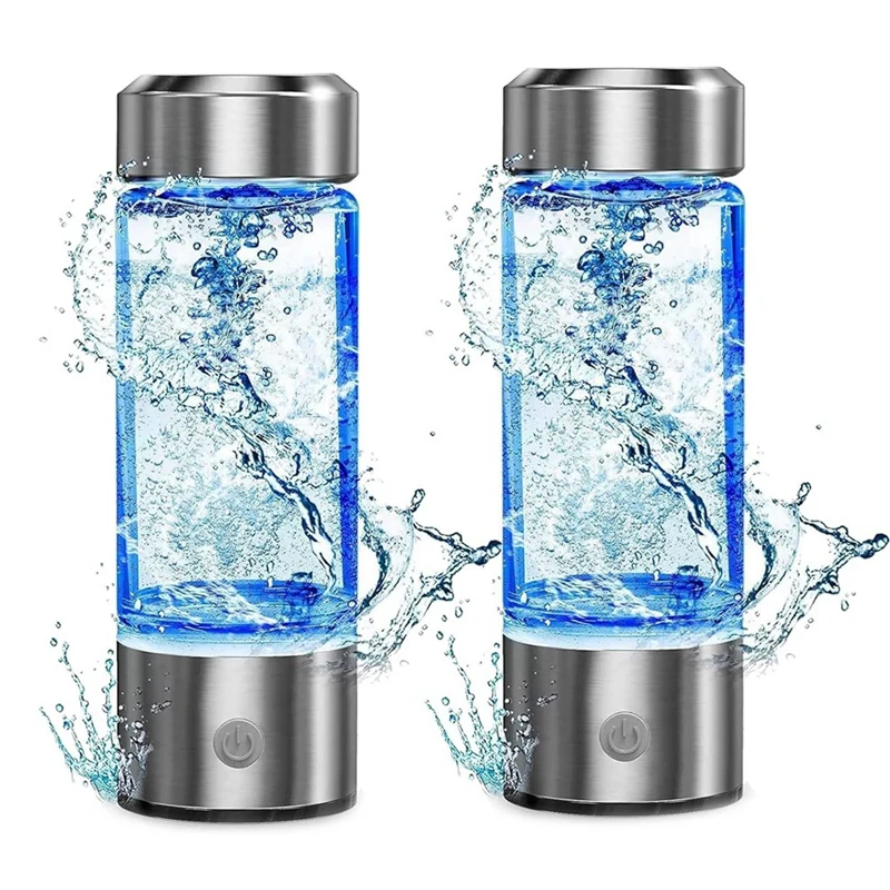 Hydrogen Water Bottle Portable Hydrogen Water Ionizer Machine USB Rechargeable Hydrogen Water Generator 420Ml 2PCS