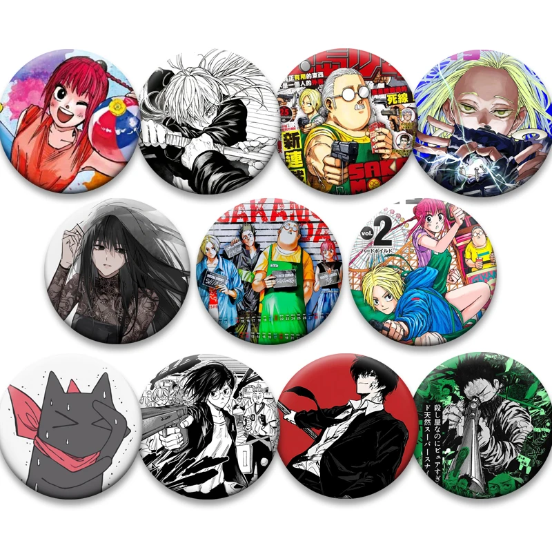 Значок аниме «Дни Сакамото» Heisuke Mashimo Shaotang Ru Asakura Shin Sakamoto Taro броши мультфильм круглые булавки для лацканов