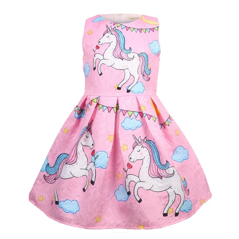 Kids Dresses for Girls Cartoon Unicorn Fall Winter Dress Baby Girls Birthday Party Princess Dress Cute Pink Dress Boutique 3-9y