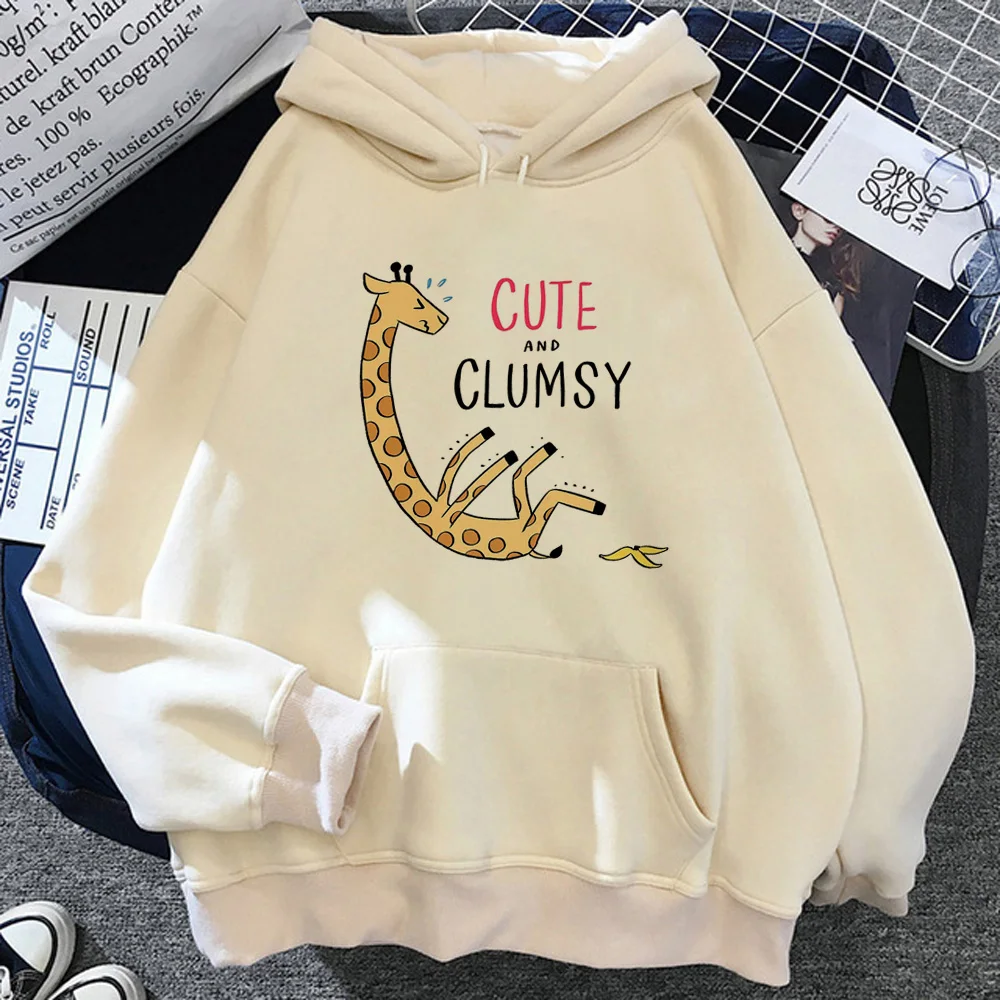 

Giraffe hoodies women Kawaii vintage Fleece funny pulls sweatshirts female Winter pulls