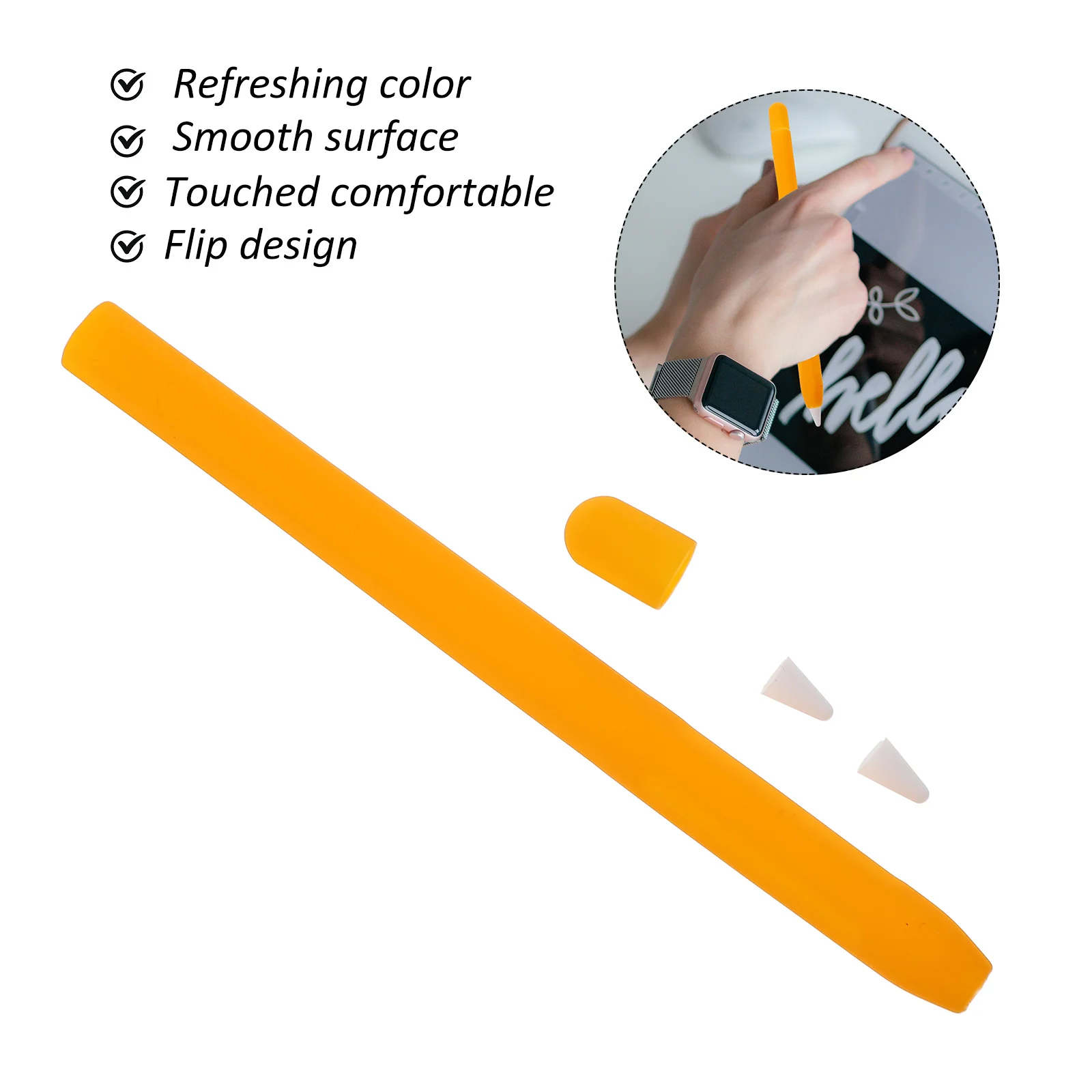 

Silicone Stylus Pen Cover Case Anti-Scratch Protector for Pencil 2 Carrot Style Secure Fit Non-Roll Design