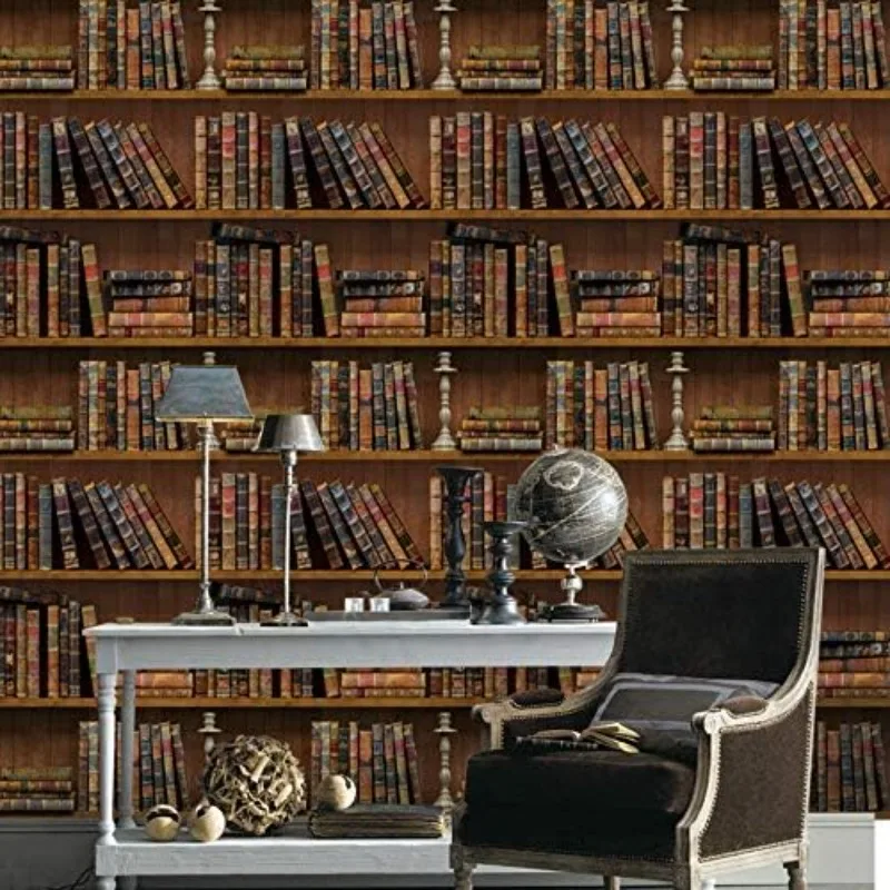 Faux Vintage Bücherregal selbst klebende Tapete schälen und kleben PVC abnehmbare Schul bibliothek antike Bücherregal DIY Wanda uf kleber
