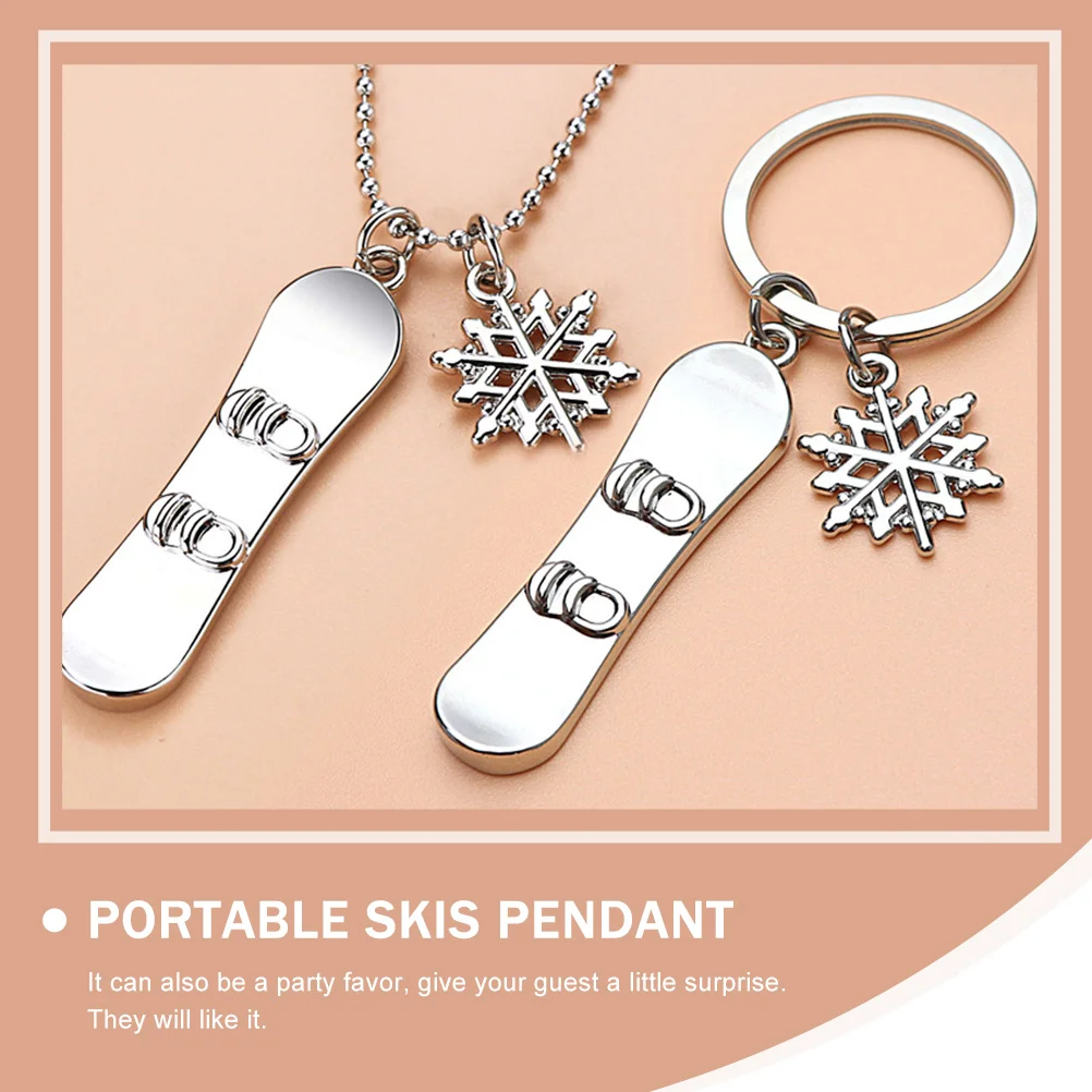 5 Pcs Snowboard Keychain Portable Skis Pendant Adorable Sled Ring Hanging Zinc Alloy Bag Child