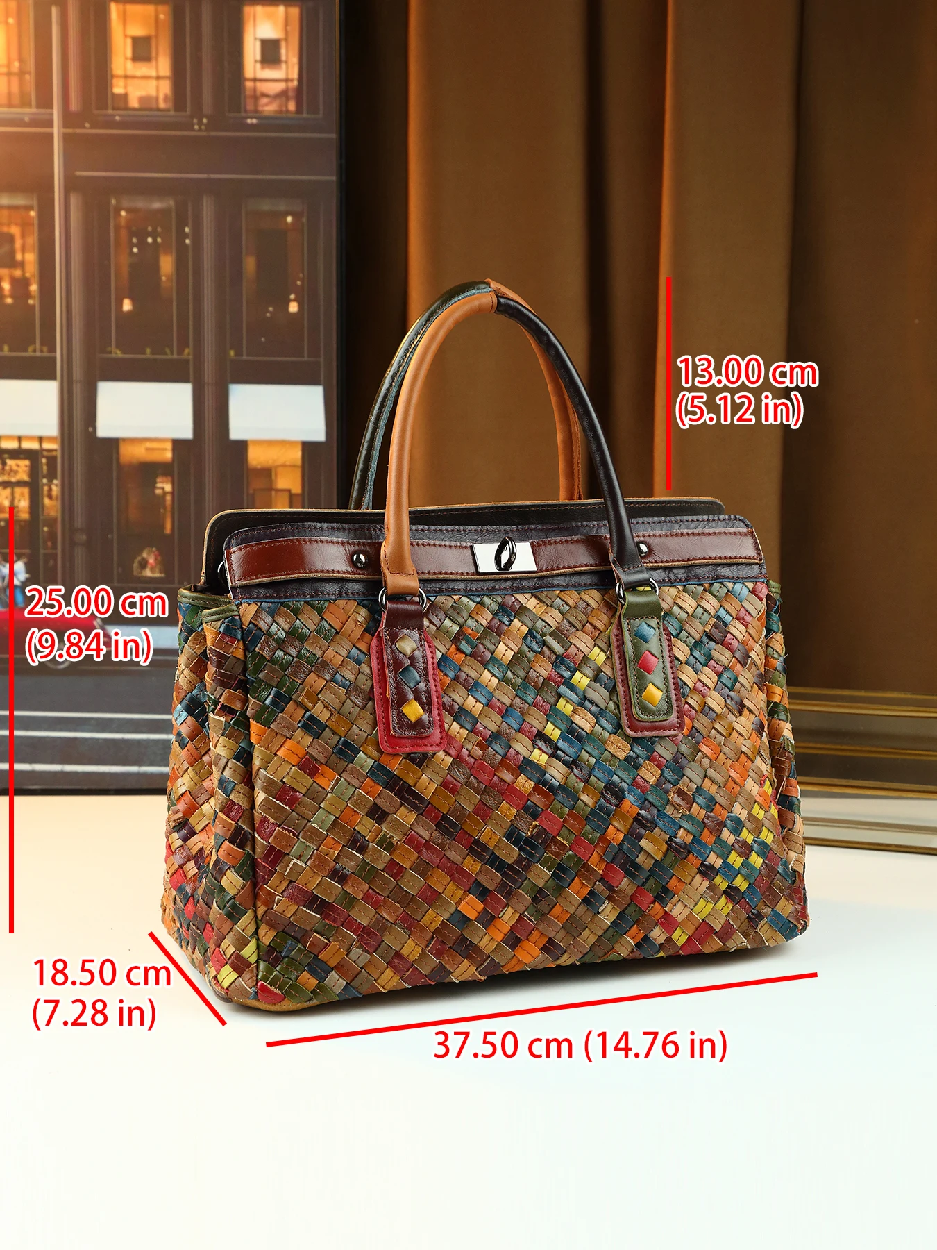 Cross-border hot-selling woven leather tote bag women's new large-capacity versatile travel handbag view 2