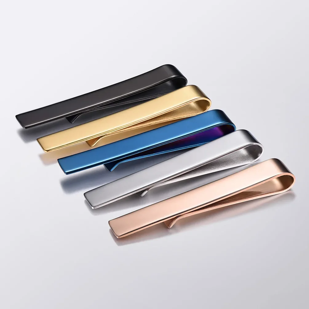 Tie Clip Sets for Man Flat Band Classic Design Multiple Metal Color Tieclip Set Business Men Jewelry Set Gift for Him