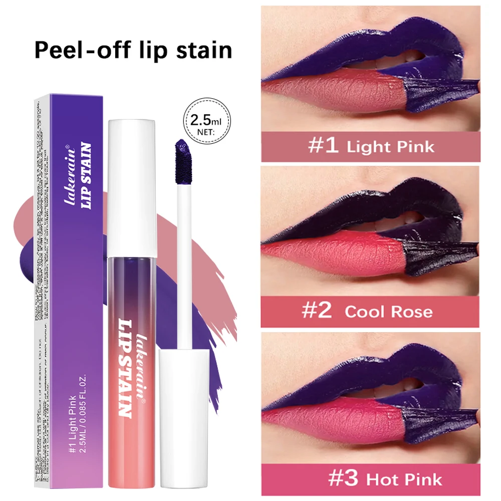 Waterproof Peel Off Lip Stain Long Lasting Pink Lip Tint Transfer Proof Non-stick Cup 3 Colors Lip Stain Women's Cosmetics